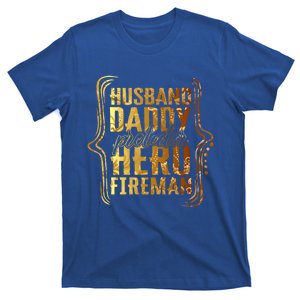 Husband Daddy Protector Hero Fire Tie Dye Golden Fathers Funny Gift T-Shirt