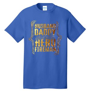 Husband Daddy Protector Hero Fire Tie Dye Golden Fathers Funny Gift Tall T-Shirt