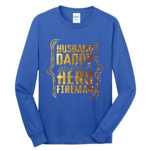 Husband Daddy Protector Hero Fire Tie Dye Golden Fathers Funny Gift Tall Long Sleeve T-Shirt