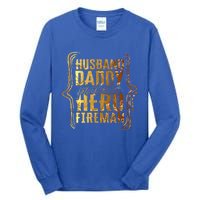 Husband Daddy Protector Hero Fire Tie Dye Golden Fathers Funny Gift Tall Long Sleeve T-Shirt