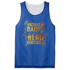 Husband Daddy Protector Hero Fire Tie Dye Golden Fathers Funny Gift Mesh Reversible Basketball Jersey Tank