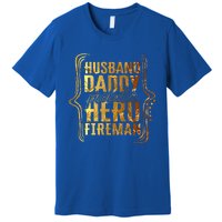 Husband Daddy Protector Hero Fire Tie Dye Golden Fathers Funny Gift Premium T-Shirt