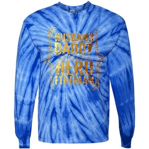 Husband Daddy Protector Hero Fire Tie Dye Golden Fathers Funny Gift Tie-Dye Long Sleeve Shirt