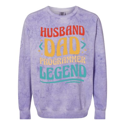 Husband Dad Programmer Legend Colorblast Crewneck Sweatshirt