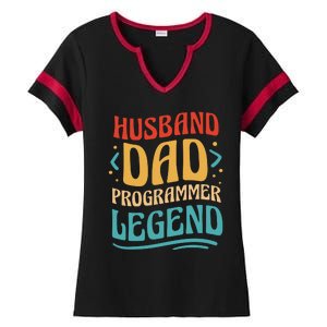 Husband Dad Programmer Legend Ladies Halftime Notch Neck Tee