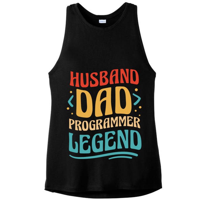 Husband Dad Programmer Legend Ladies PosiCharge Tri-Blend Wicking Tank