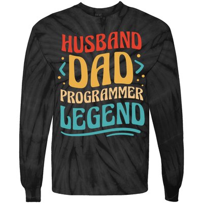 Husband Dad Programmer Legend Tie-Dye Long Sleeve Shirt