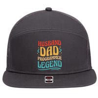 Husband Dad Programmer Legend 7 Panel Mesh Trucker Snapback Hat