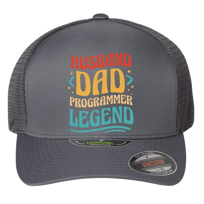 Husband Dad Programmer Legend Flexfit Unipanel Trucker Cap