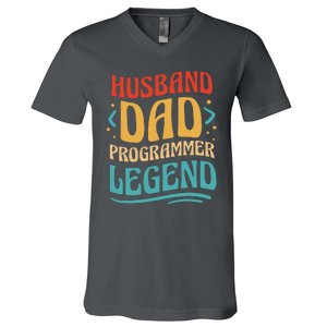 Husband Dad Programmer Legend V-Neck T-Shirt