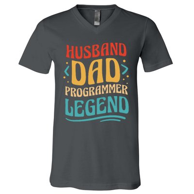 Husband Dad Programmer Legend V-Neck T-Shirt