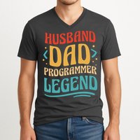 Husband Dad Programmer Legend V-Neck T-Shirt