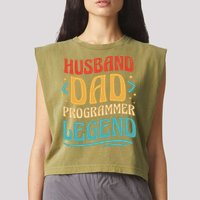 Husband Dad Programmer Legend Garment-Dyed Women's Muscle Tee