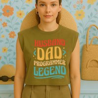 Husband Dad Programmer Legend Garment-Dyed Women's Muscle Tee
