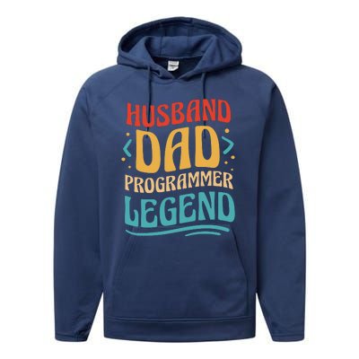 Husband Dad Programmer Legend Performance Fleece Hoodie