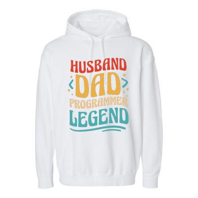 Husband Dad Programmer Legend Garment-Dyed Fleece Hoodie