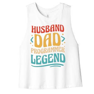 Husband Dad Programmer Legend Women's Racerback Cropped Tank