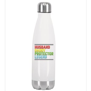 Husband Daddy Protector Legend Fathers Day Cool Gift Stainless Steel Insulated Water Bottle