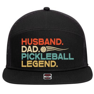 Husband Dad Pickleball Legend Father's Day 7 Panel Mesh Trucker Snapback Hat