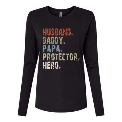 Husband Daddy Papa Protector Hero Womens Cotton Relaxed Long Sleeve T-Shirt