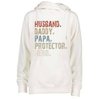 Husband Daddy Papa Protector Hero Womens Funnel Neck Pullover Hood