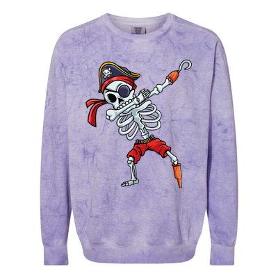 Halloween Dabbing Pirate Skeleton Funny Dab Colorblast Crewneck Sweatshirt