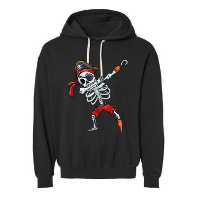 Halloween Dabbing Pirate Skeleton Funny Dab Garment-Dyed Fleece Hoodie