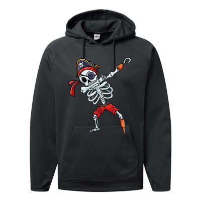 Halloween Dabbing Pirate Skeleton Funny Dab Performance Fleece Hoodie