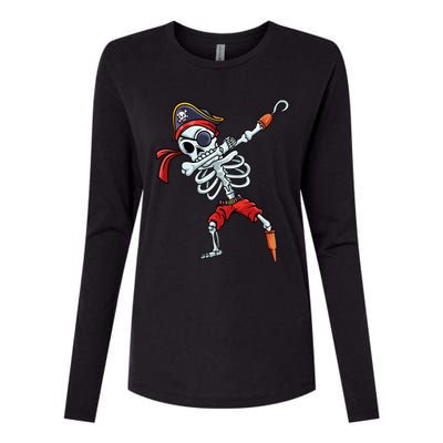 Halloween Dabbing Pirate Skeleton Funny Dab Womens Cotton Relaxed Long Sleeve T-Shirt