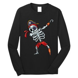 Halloween Dabbing Pirate Skeleton Funny Dab Long Sleeve Shirt