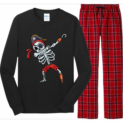 Halloween Dabbing Pirate Skeleton Funny Dab Long Sleeve Pajama Set