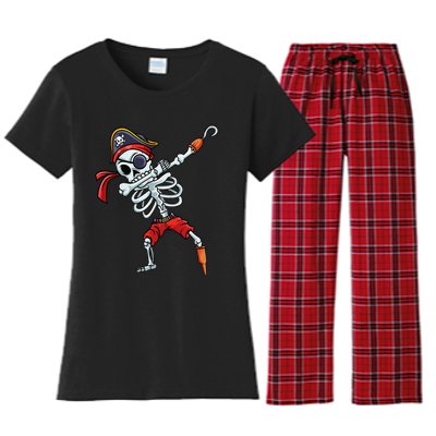 Halloween Dabbing Pirate Skeleton Funny Dab Women's Flannel Pajama Set