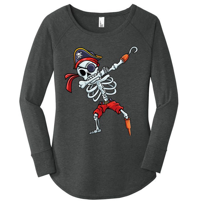 Halloween Dabbing Pirate Skeleton Funny Dab Women's Perfect Tri Tunic Long Sleeve Shirt