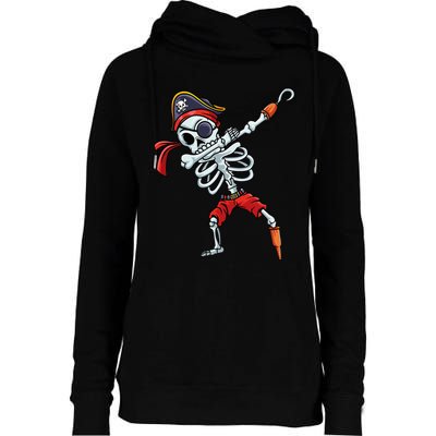 Halloween Dabbing Pirate Skeleton Funny Dab Womens Funnel Neck Pullover Hood