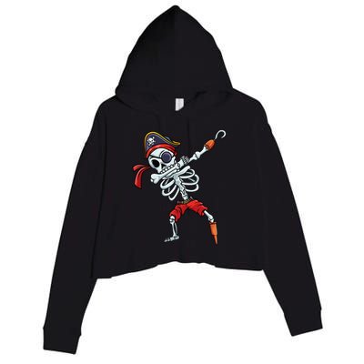 Halloween Dabbing Pirate Skeleton Funny Dab Crop Fleece Hoodie