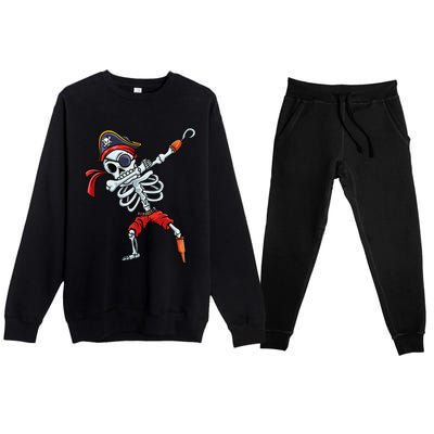 Halloween Dabbing Pirate Skeleton Funny Dab Premium Crewneck Sweatsuit Set