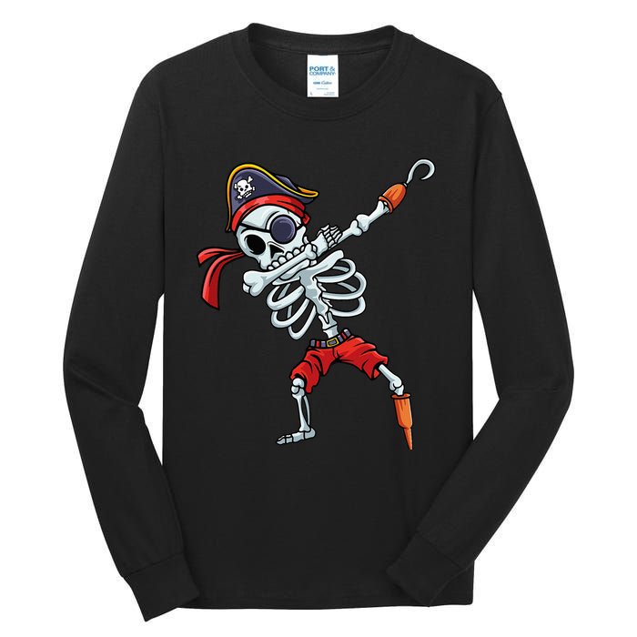 Halloween Dabbing Pirate Skeleton Funny Dab Tall Long Sleeve T-Shirt