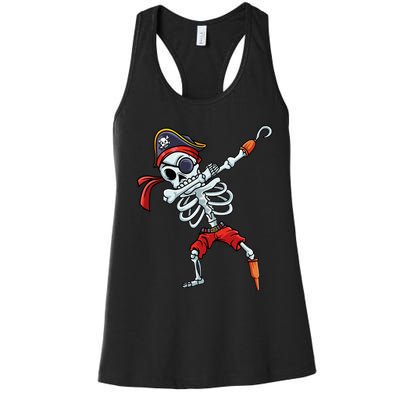 Halloween Dabbing Pirate Skeleton Funny Dab Women's Racerback Tank