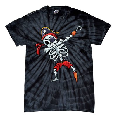 Halloween Dabbing Pirate Skeleton Funny Dab Tie-Dye T-Shirt