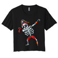 Halloween Dabbing Pirate Skeleton Funny Dab Women's Crop Top Tee