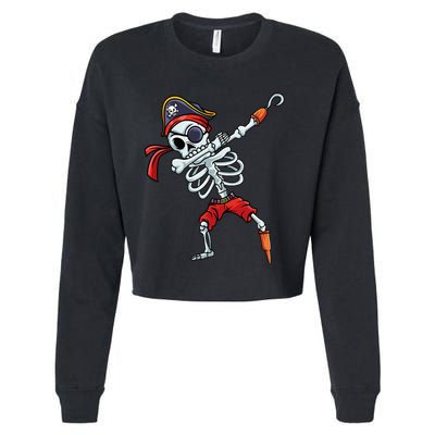 Halloween Dabbing Pirate Skeleton Funny Dab Cropped Pullover Crew