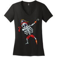 Halloween Dabbing Pirate Skeleton Funny Dab Women's V-Neck T-Shirt