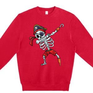 Halloween Dabbing Pirate Skeleton Funny Dab Premium Crewneck Sweatshirt