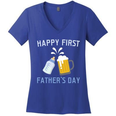 Husband Daddy Protector Hero Love Family Design Gift Women's V-Neck T-Shirt