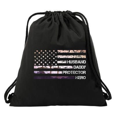 Husband Daddy Protector Hero Fathers Day Dad Gift Papa Idea Drawstring Bag