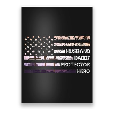 Husband Daddy Protector Hero Fathers Day Dad Gift Papa Idea Poster