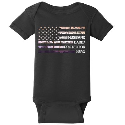 Husband Daddy Protector Hero Fathers Day Dad Gift Papa Idea Baby Bodysuit