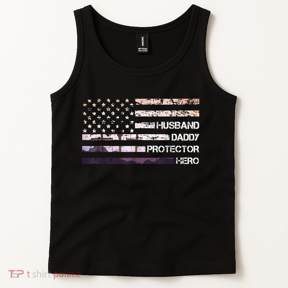Husband Daddy Protector Hero Fathers Day Dad Gift Papa Idea Tank Top