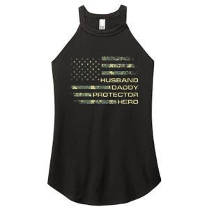  Husband Daddy Protector Hero Fathers Day Camo American Flag Women's Perfect Tri Rocker Tank