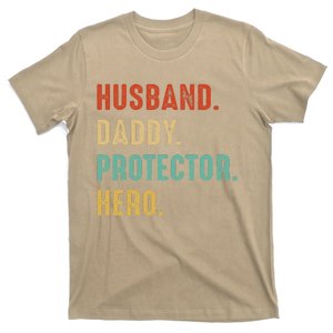 HUSBAND DADDY PROTECTOR HERO Dad Father Funny Fathers Day Love T-Shirt